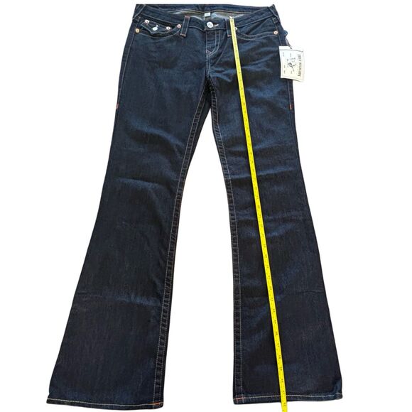 True Religion Boot Cut Mid Rise Dark Wash Denim Jeans Size 32 With Pocket Flaps - Picture 11 of 14